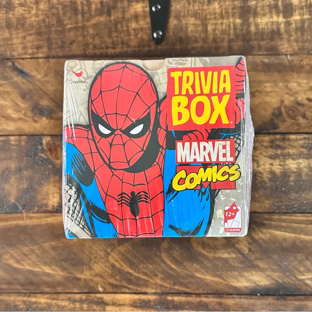 Marvel Trivia Box with Spider-Man in Red and Blue